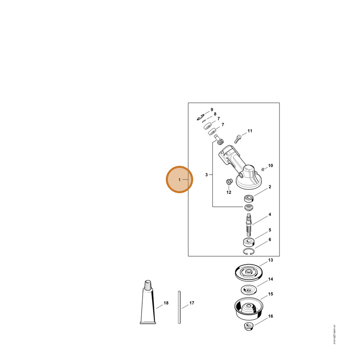 STIHL part 4180-640-0114 — IPL diagram snippet (6x zoom, amber highlight)