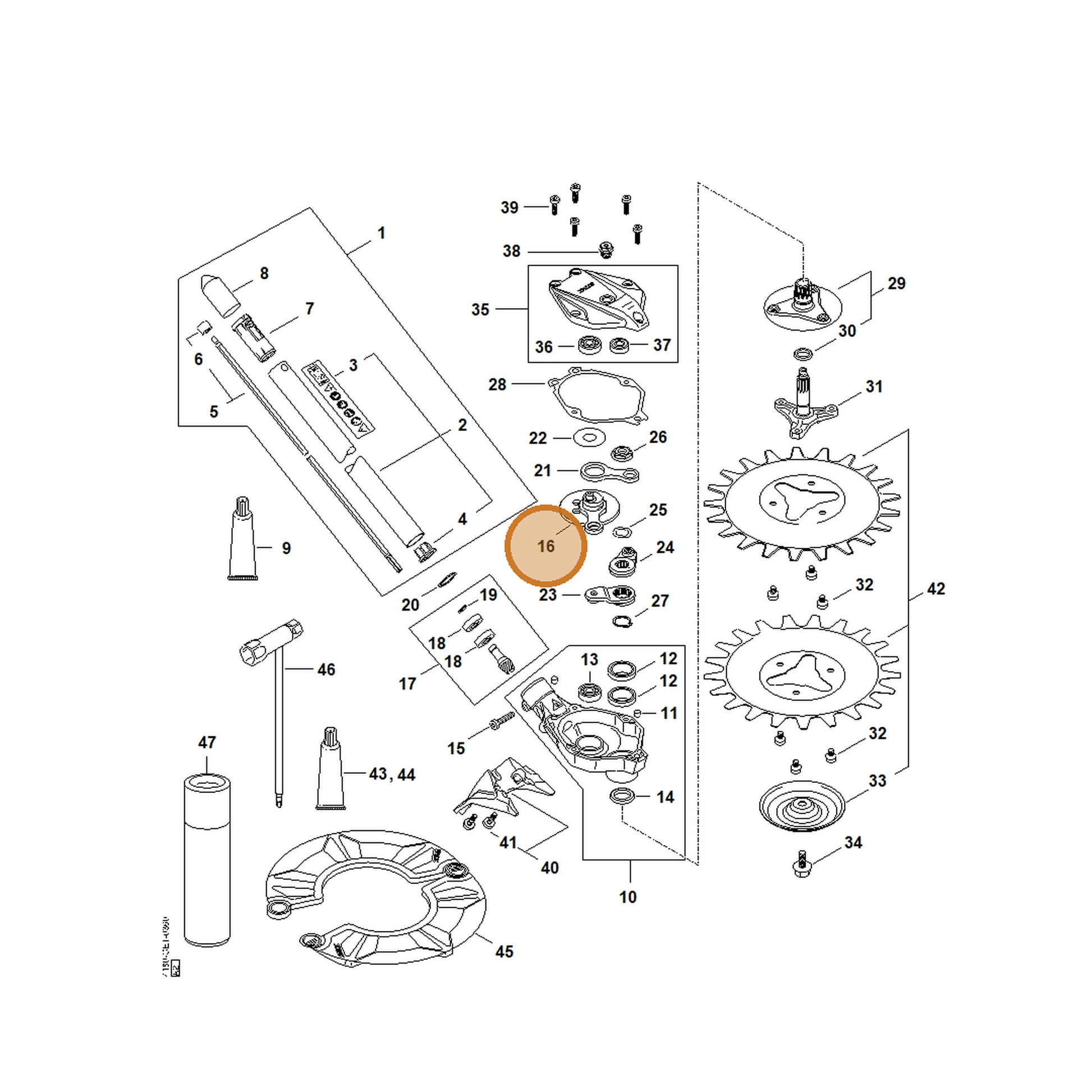 STIHL part 4180-640-1600 — IPL diagram snippet (6x zoom, amber highlight)