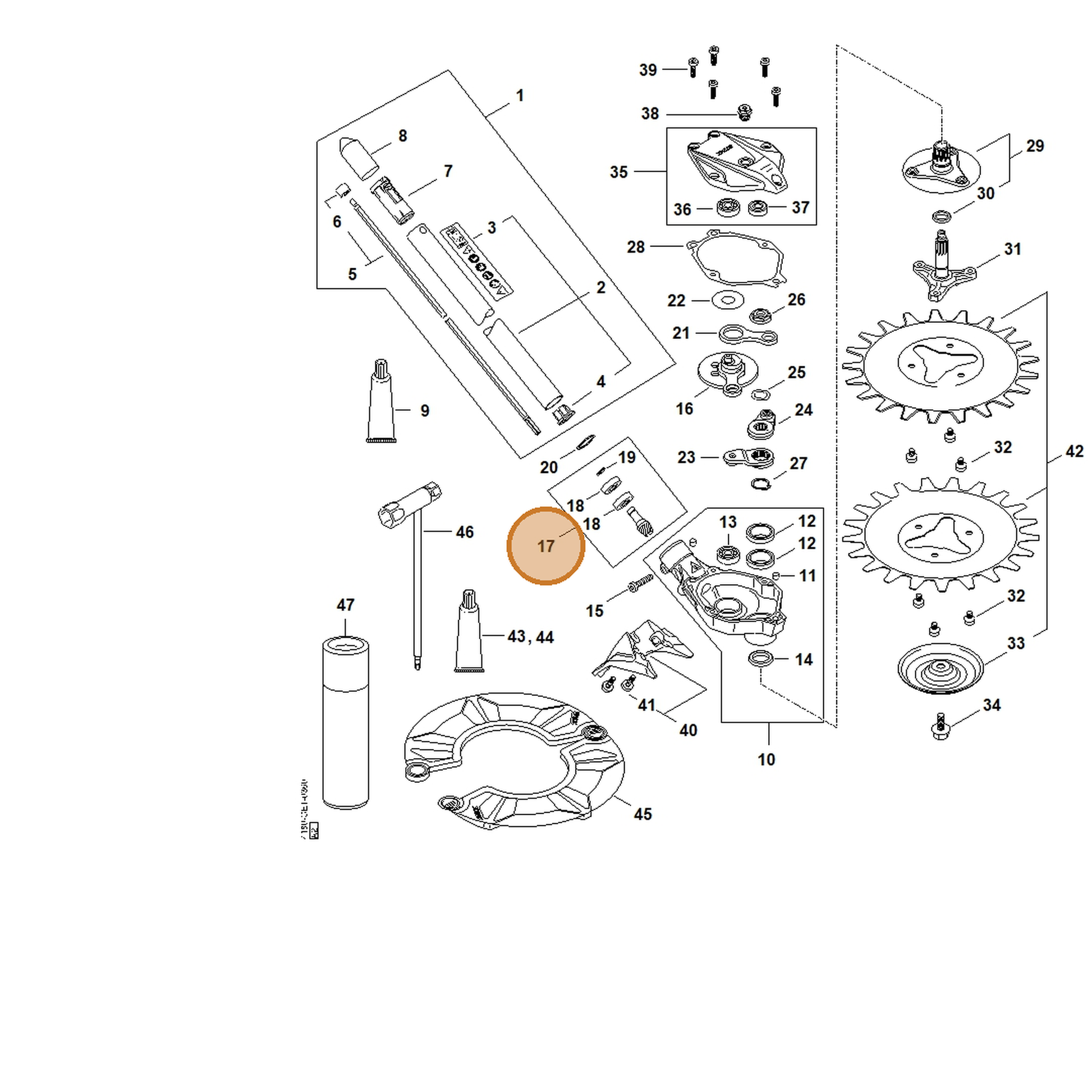 STIHL part 4180-640-2503 — IPL diagram snippet (6x zoom, amber highlight)