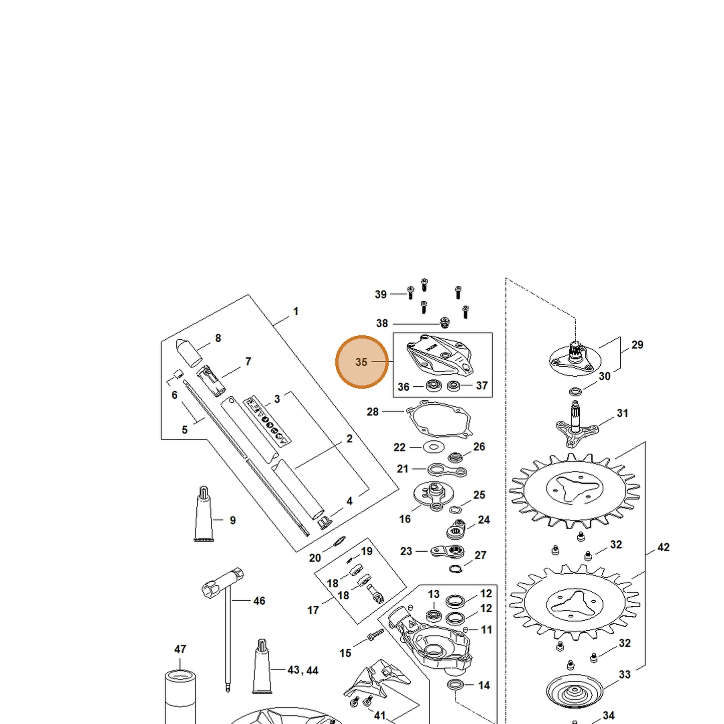 STIHL part 4180-640-5800 — IPL diagram snippet (6x zoom, amber highlight)