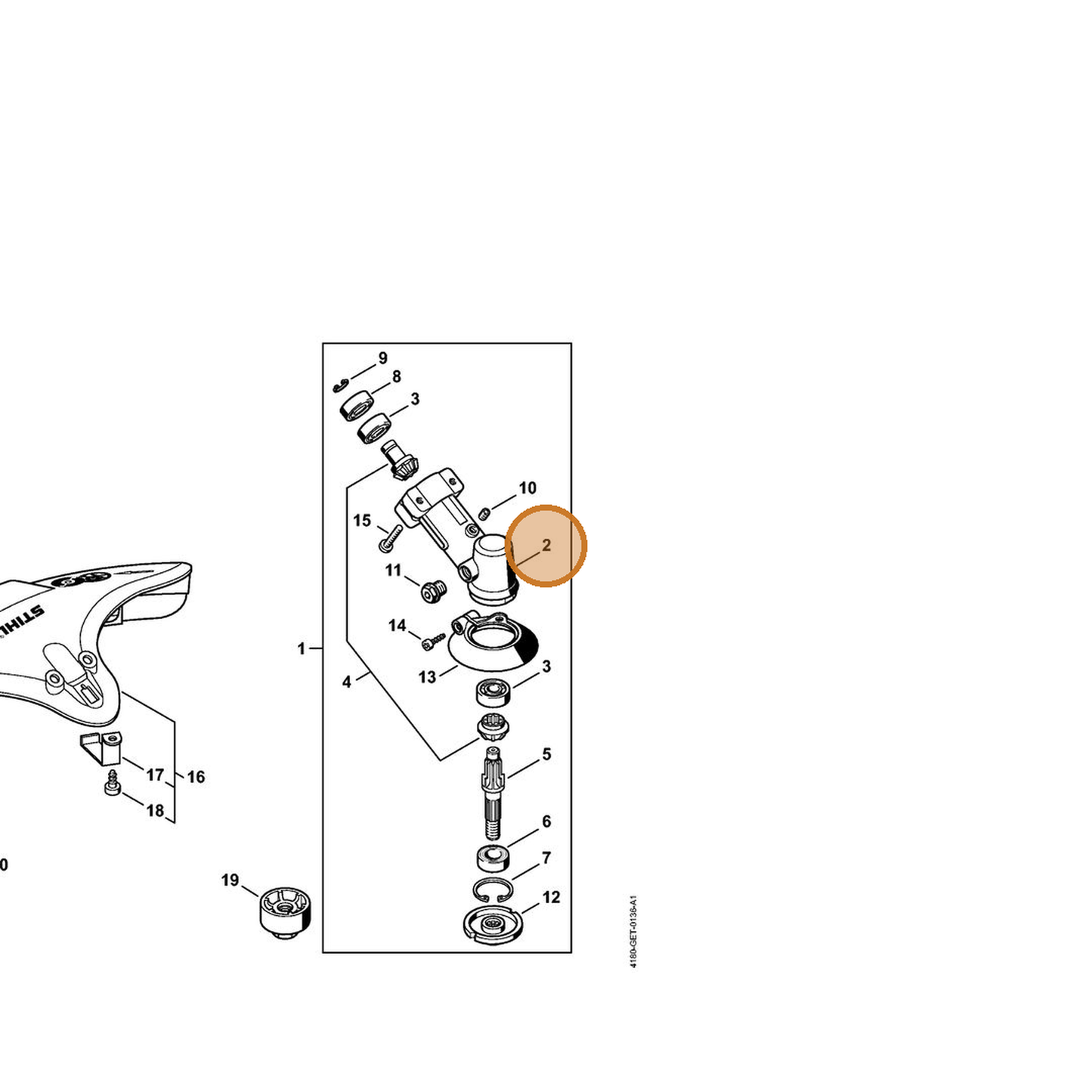 STIHL part 4180-641-0300 — IPL diagram snippet (6x zoom, amber highlight)