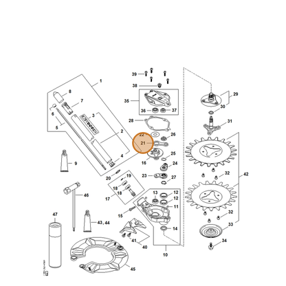 STIHL part 4180-642-6500 — IPL diagram snippet (6x zoom, amber highlight)