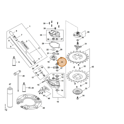STIHL part 4180-643-0101 — IPL diagram snippet (6x zoom, amber highlight)
