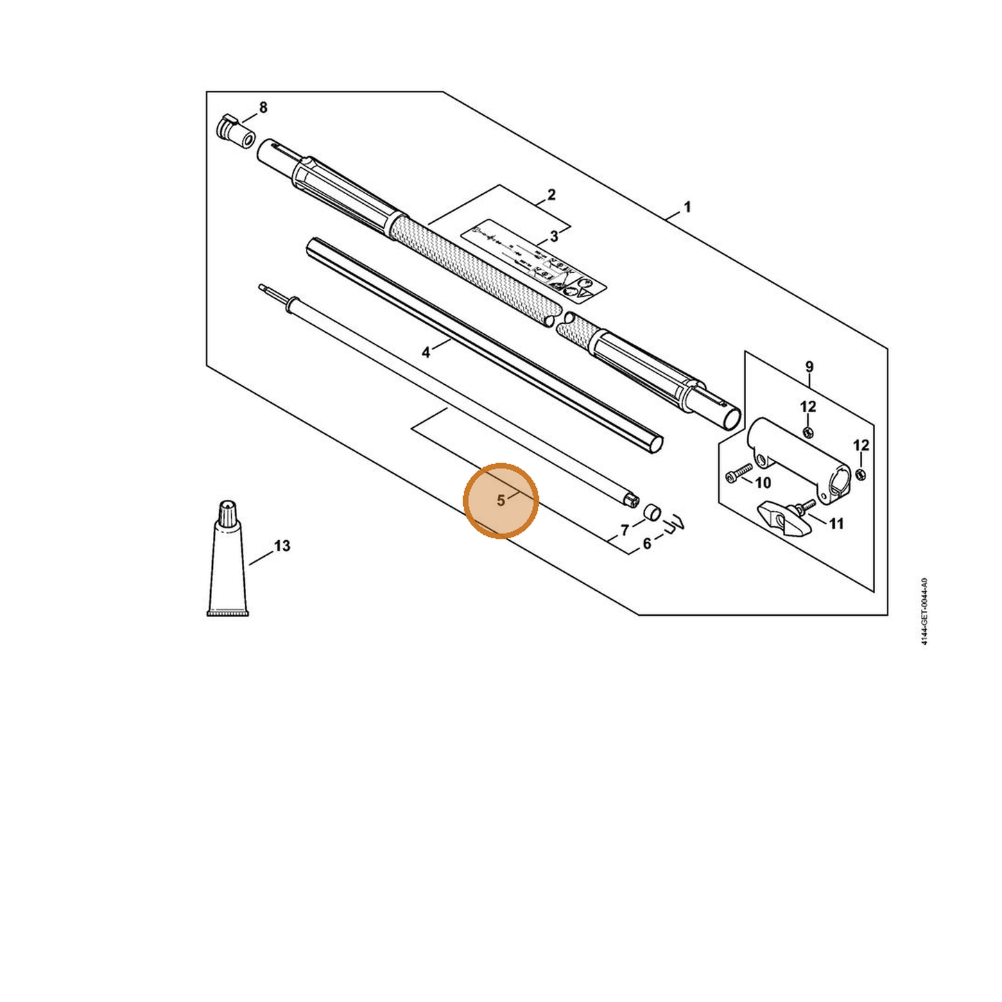 STIHL part 4180-710-3200 — IPL diagram snippet (6x zoom, amber highlight)