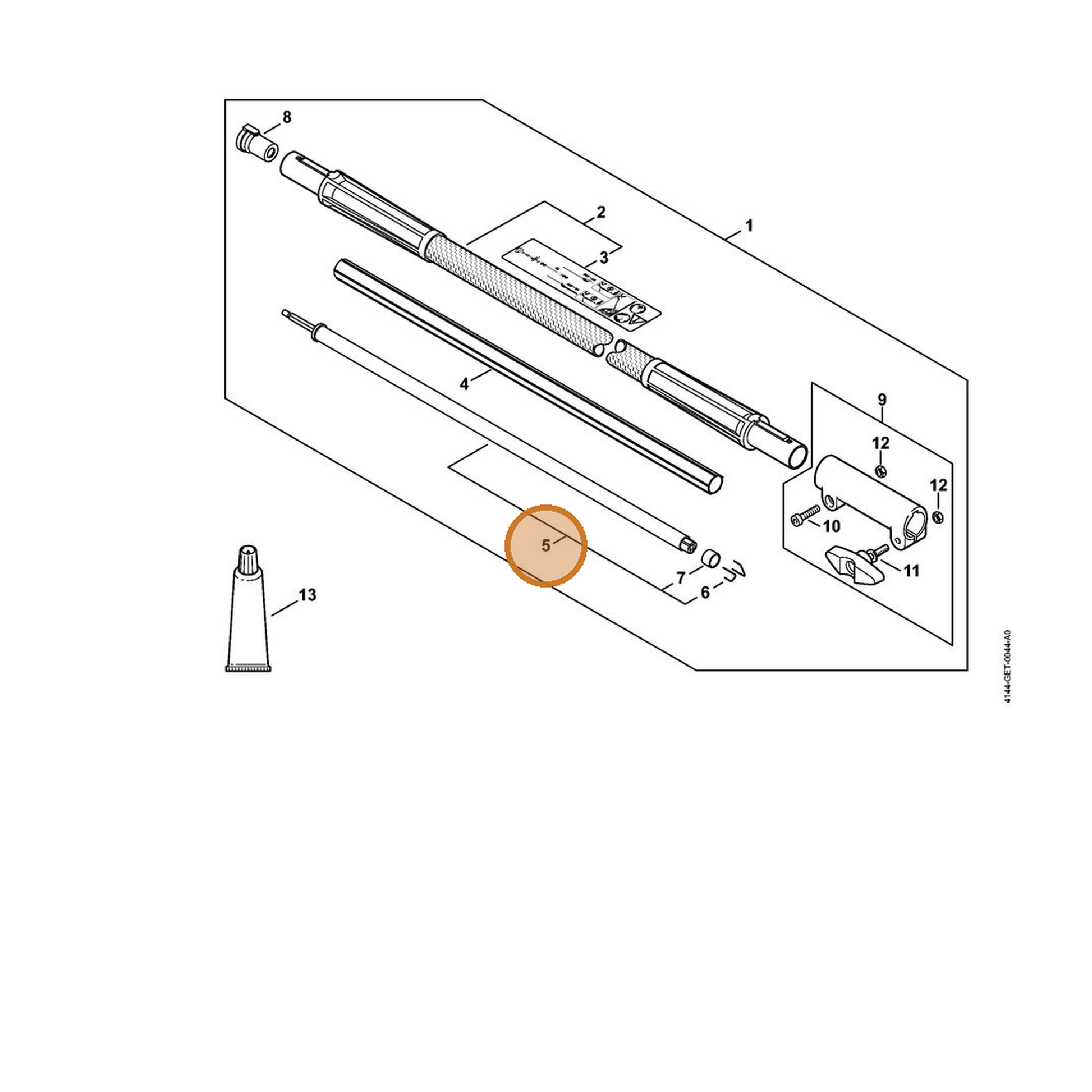 STIHL part 4180-710-3200 — IPL diagram snippet (6x zoom, amber highlight)