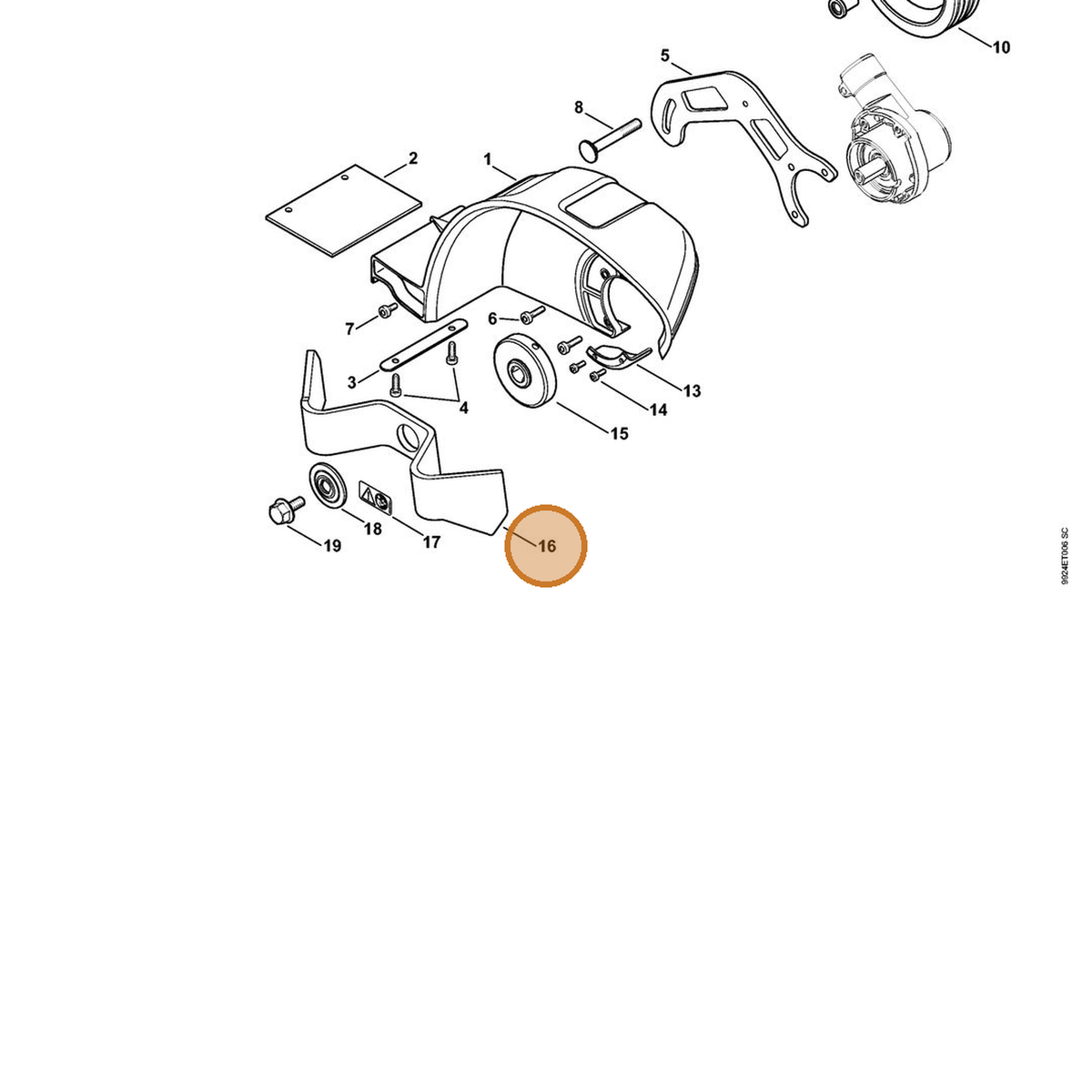 STIHL part 4180-710-6001 — IPL diagram snippet (6x zoom, amber highlight)