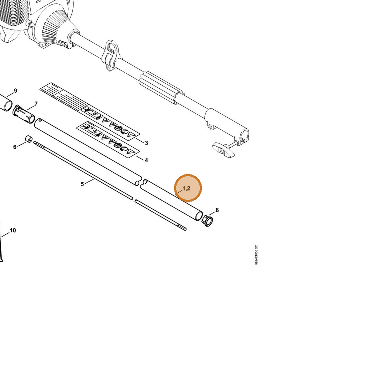 STIHL part 4180-710-7122 — IPL diagram snippet (6x zoom, amber highlight)