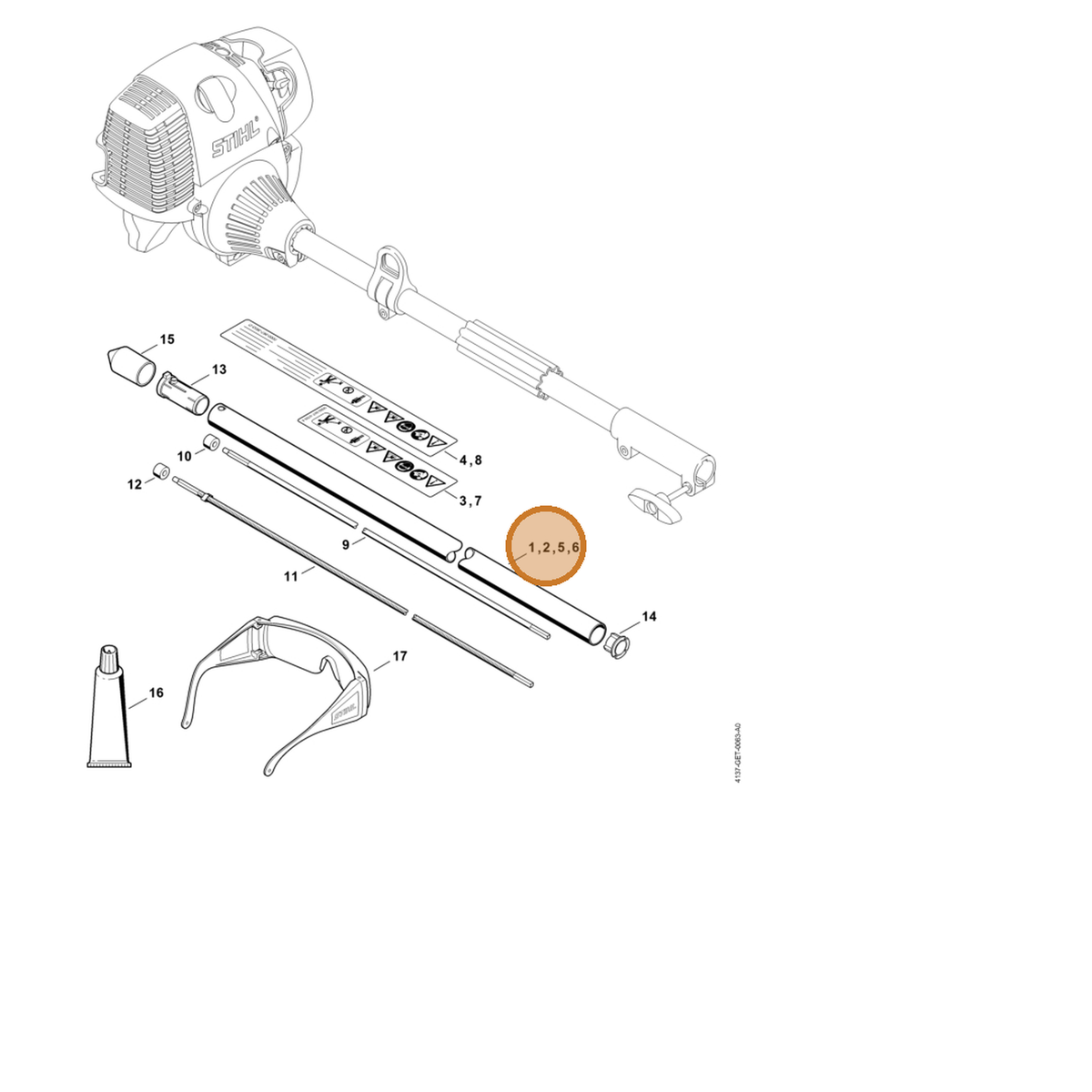 STIHL part 4180-710-7137 — IPL diagram snippet (6x zoom, amber highlight)