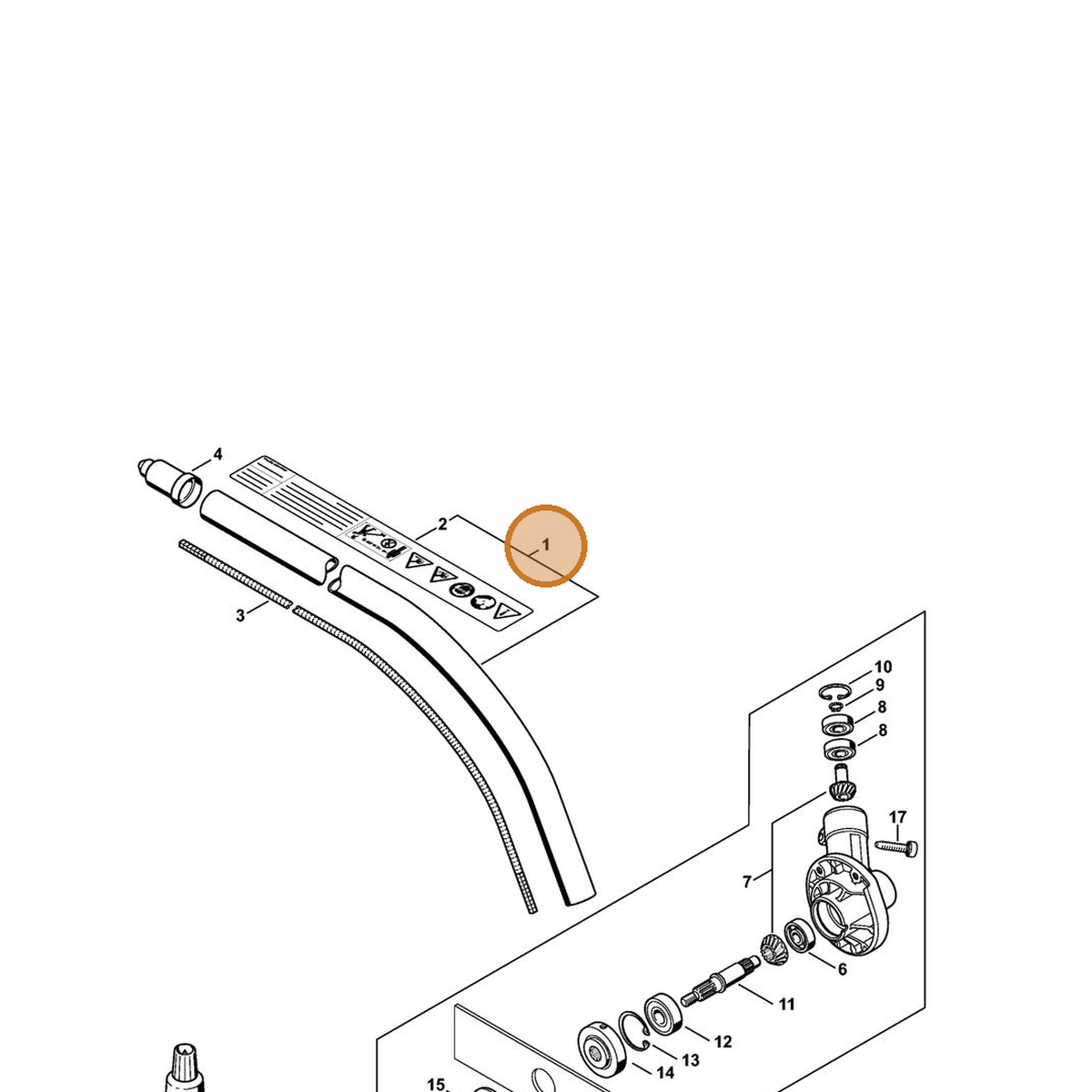 STIHL part 4180-710-7144 — IPL diagram snippet (6x zoom, amber highlight)