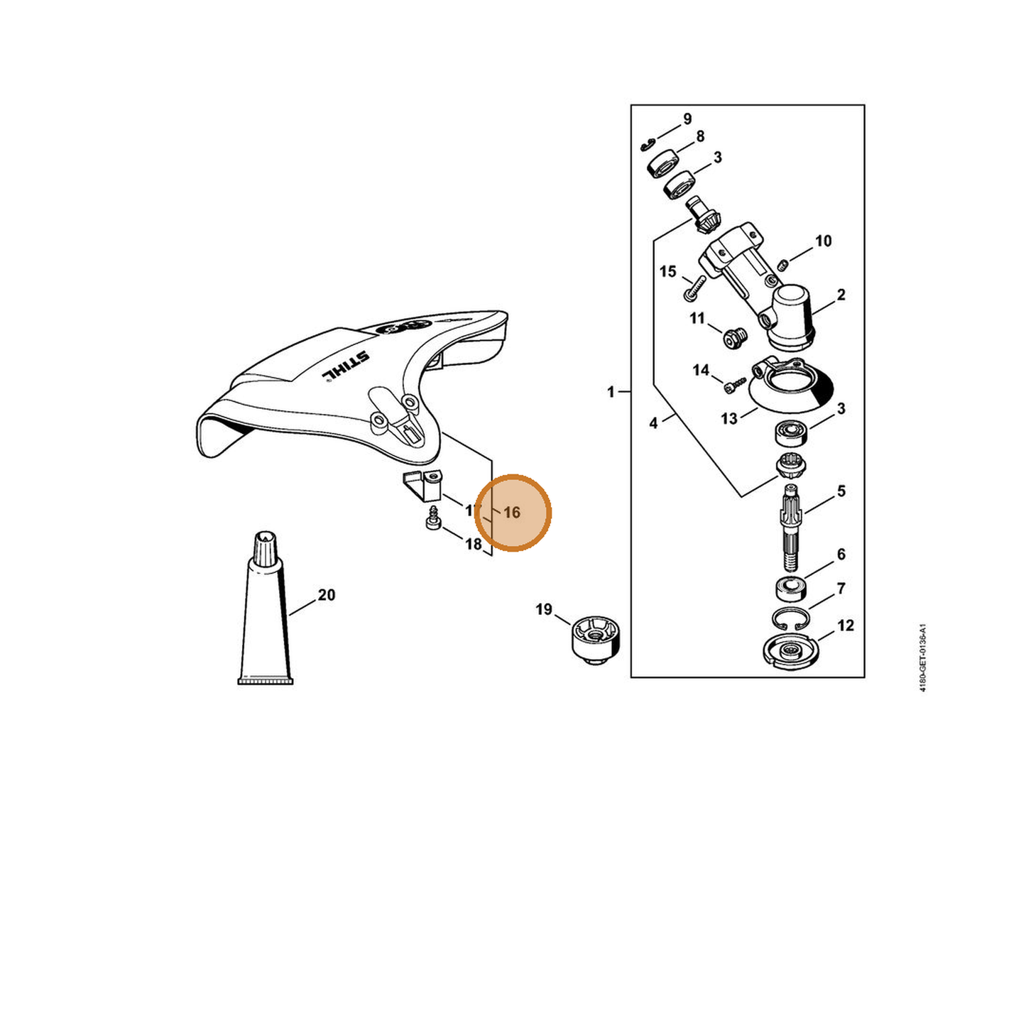 STIHL part 4180-710-8100 — IPL diagram snippet (6x zoom, amber highlight)