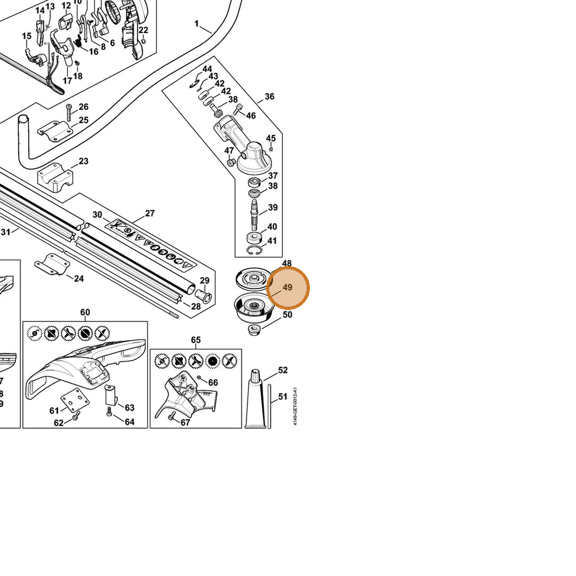 STIHL part 4180-710-8500 — IPL diagram snippet (6x zoom, amber highlight)