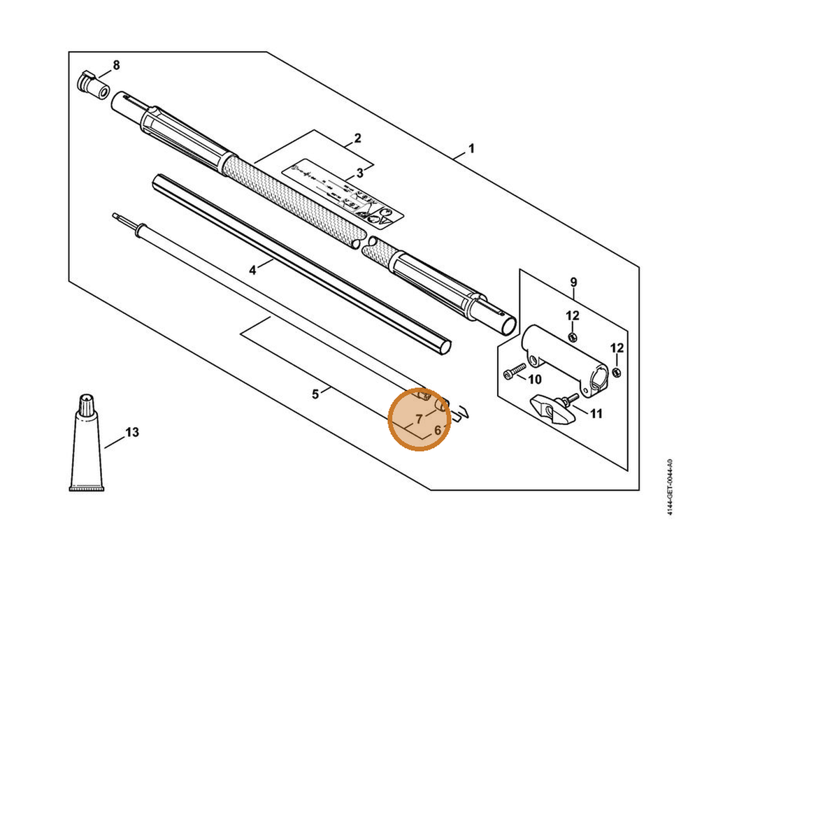 STIHL part 4180-711-2501 — IPL diagram snippet (6x zoom, amber highlight)