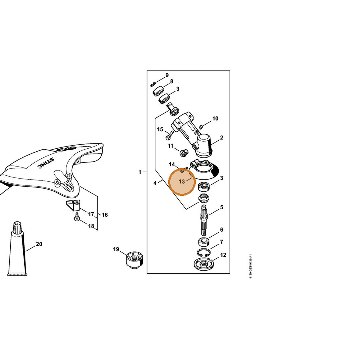STIHL part 4180-717-2700 — IPL diagram snippet (6x zoom, amber highlight)