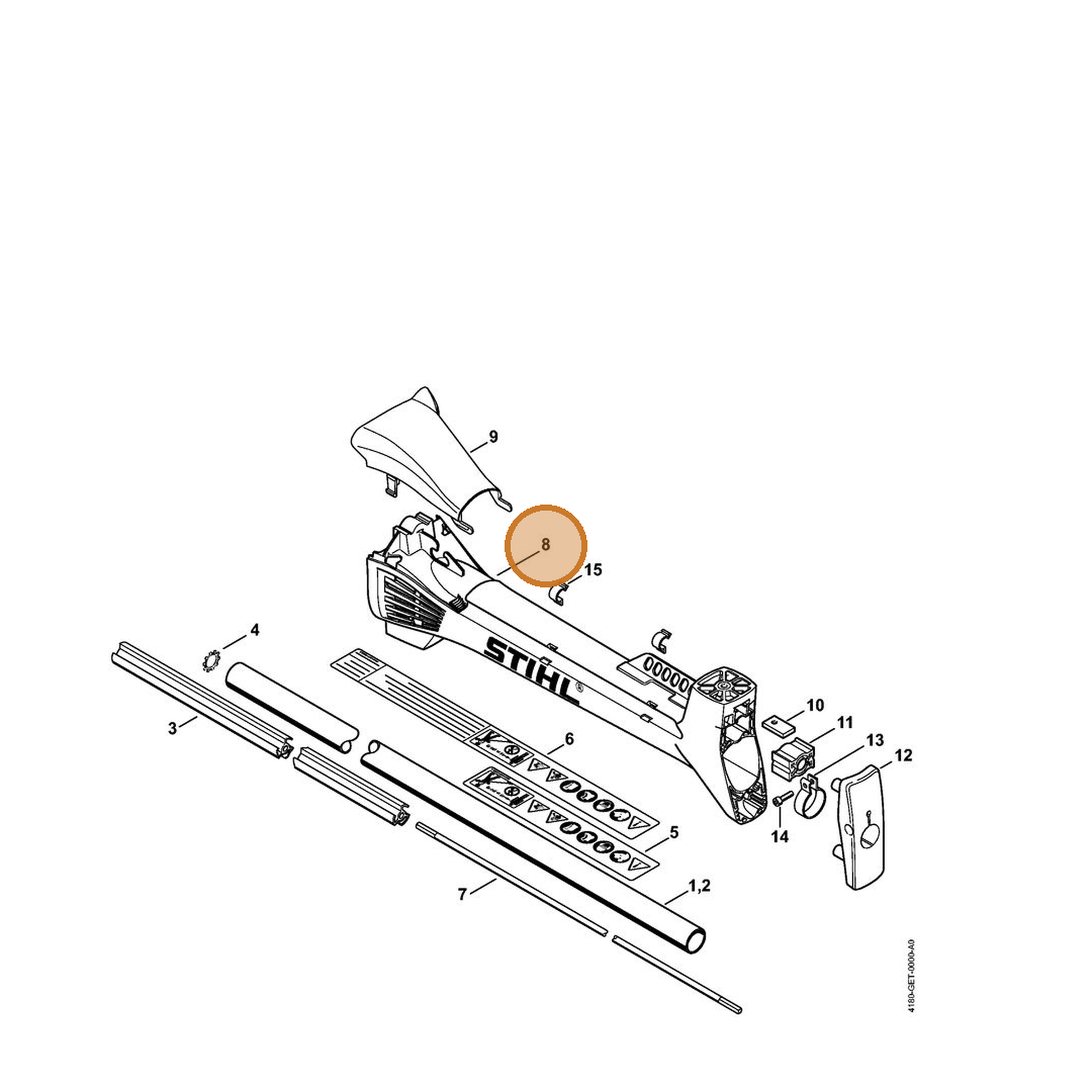 STIHL part 4180-790-0901 — IPL diagram snippet (6x zoom, amber highlight)