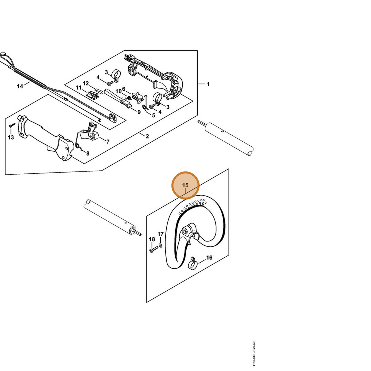 STIHL part 4180-790-3402 — IPL diagram snippet (6x zoom, amber highlight)