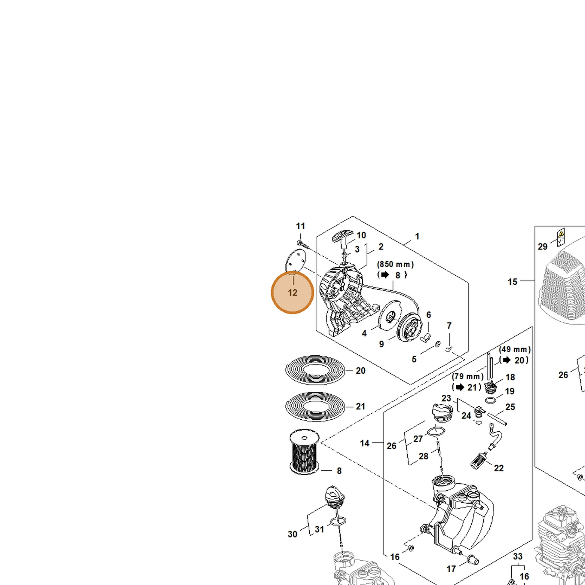 STIHL part 4180-967-1521 — IPL diagram snippet (6x zoom, amber highlight)