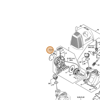 STIHL part 4180-967-1528 — IPL diagram snippet (6x zoom, amber highlight)