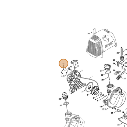 STIHL part 4180-967-1532 — IPL diagram snippet (6x zoom, amber highlight)