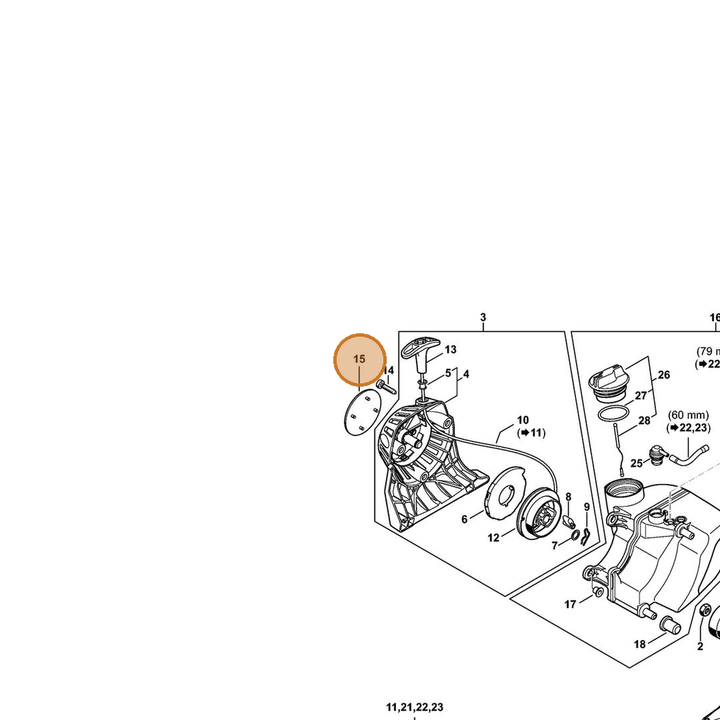 STIHL part 4180-967-1549 — IPL diagram snippet (6x zoom, amber highlight)