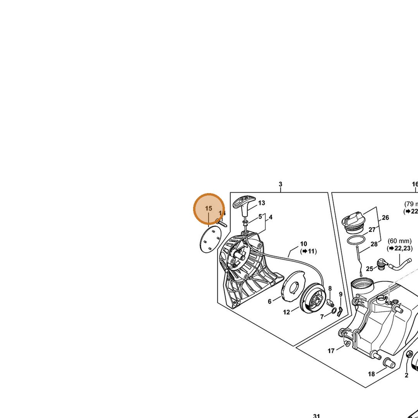 STIHL part 4180-967-1576 — IPL diagram snippet (6x zoom, amber highlight)