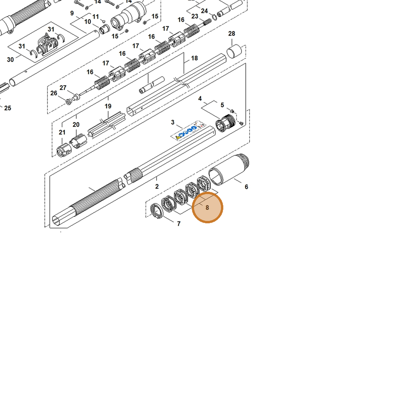STIHL part 4182-007-1005 — IPL diagram snippet (6x zoom, amber highlight)