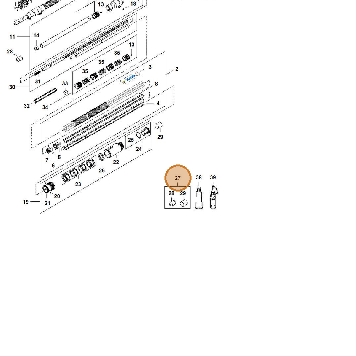 STIHL part 4182-007-1010 — IPL diagram snippet (6x zoom, amber highlight)