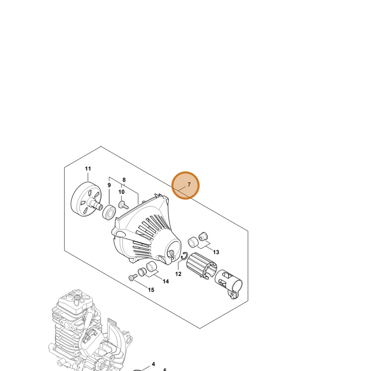 STIHL part 4182-080-1812 — IPL diagram snippet (6x zoom, amber highlight)