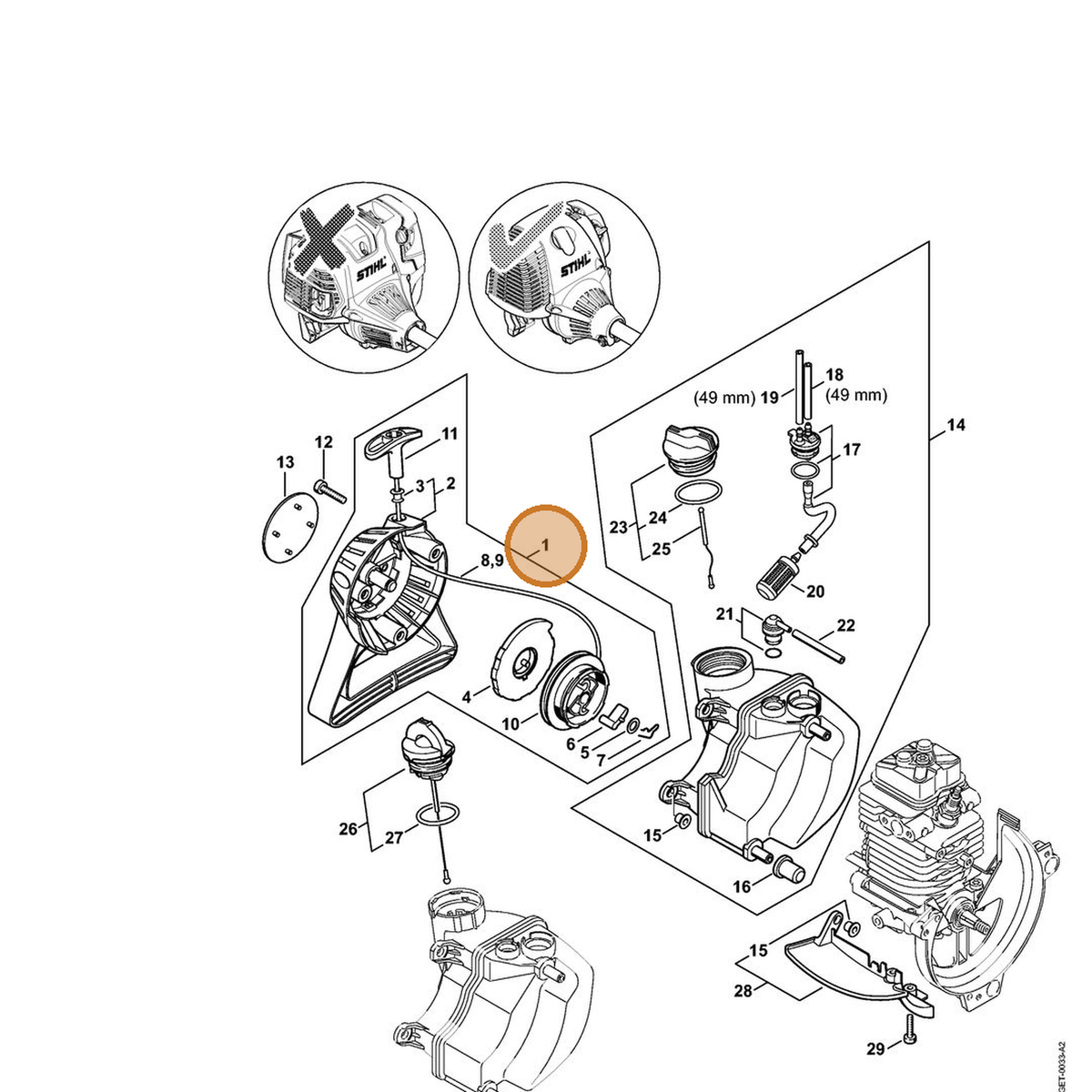 STIHL part 4182-190-4000 — IPL diagram snippet (6x zoom, amber highlight)