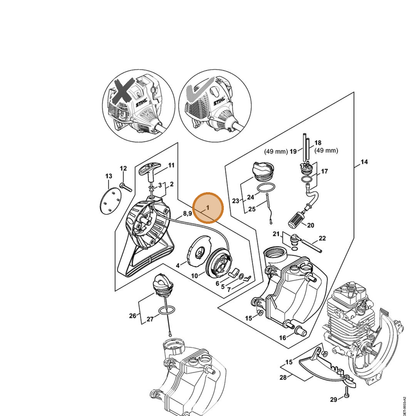 STIHL part 4182-190-4000 — IPL diagram snippet (6x zoom, amber highlight)
