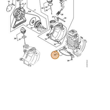 STIHL part 4182-350-6500 — IPL diagram snippet (6x zoom, amber highlight)