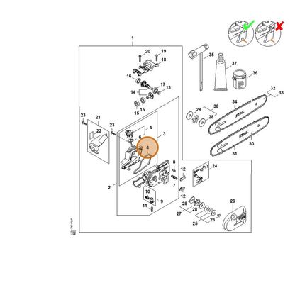 STIHL part 4182-351-1000 — IPL diagram snippet (6x zoom, amber highlight)