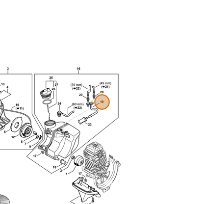 STIHL part 4182-358-7701 — IPL diagram snippet (6x zoom, amber highlight)