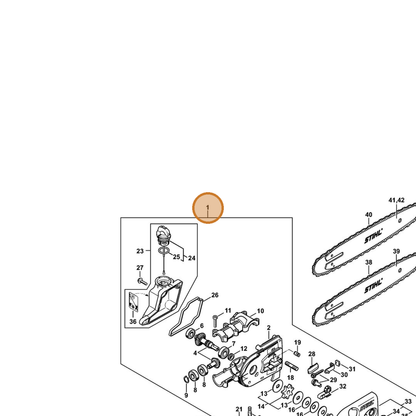 STIHL part 4182-640-0137 — IPL diagram snippet (6x zoom, amber highlight)