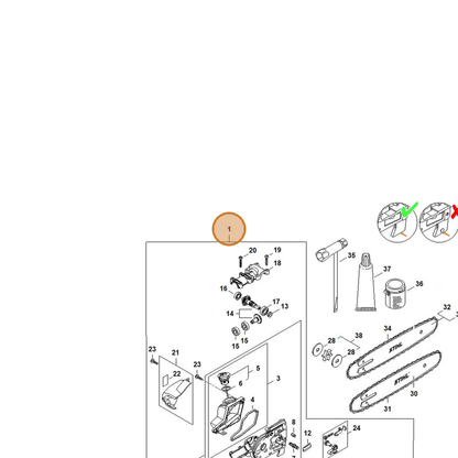 STIHL part 4182-640-0146 — IPL diagram snippet (6x zoom, amber highlight)