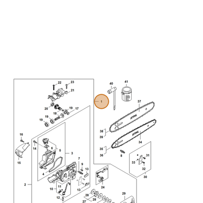 STIHL part 4182-640-0156 — IPL diagram snippet (6x zoom, amber highlight)