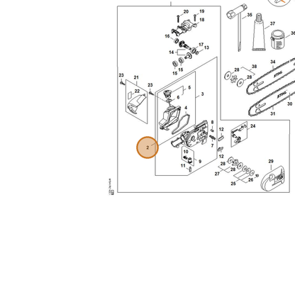 STIHL part 4182-640-0556 — IPL diagram snippet (6x zoom, amber highlight)