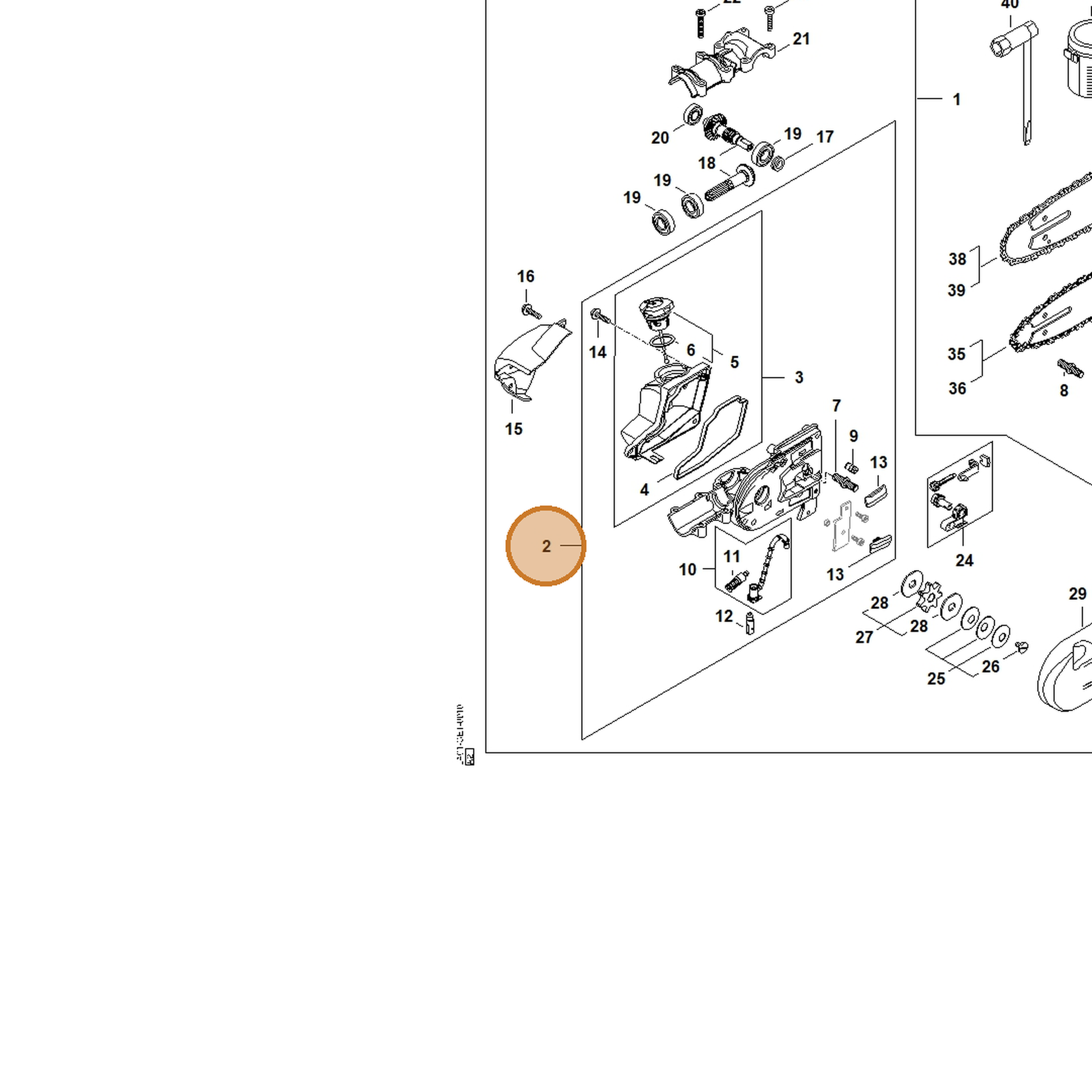 STIHL part 4182-640-0557 — IPL diagram snippet (6x zoom, amber highlight)