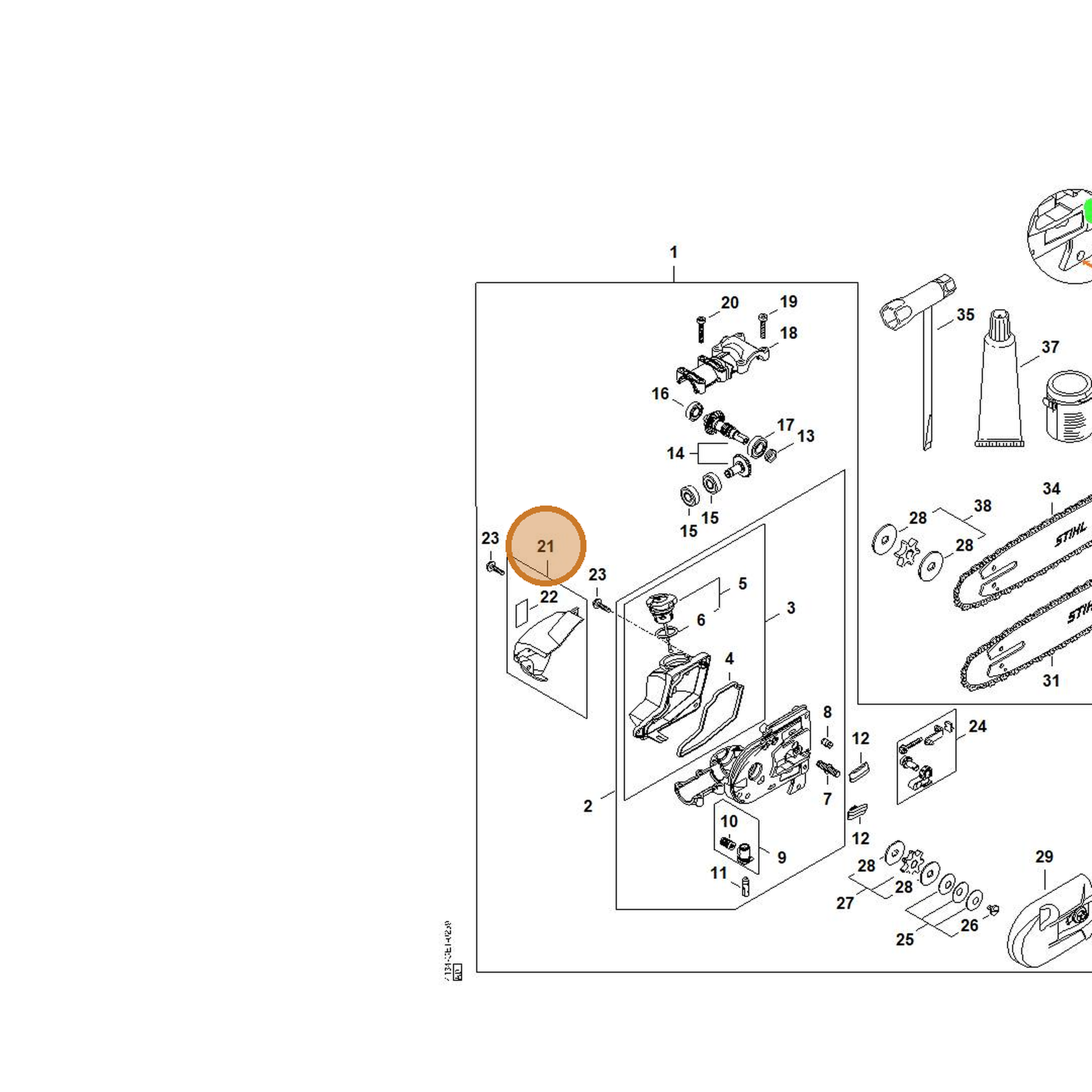 STIHL part 4182-640-4300 — IPL diagram snippet (6x zoom, amber highlight)