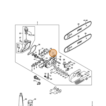 STIHL part 4182-641-0300 — IPL diagram snippet (6x zoom, amber highlight)