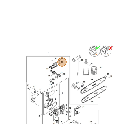 STIHL part 4182-641-0402 — IPL diagram snippet (6x zoom, amber highlight)