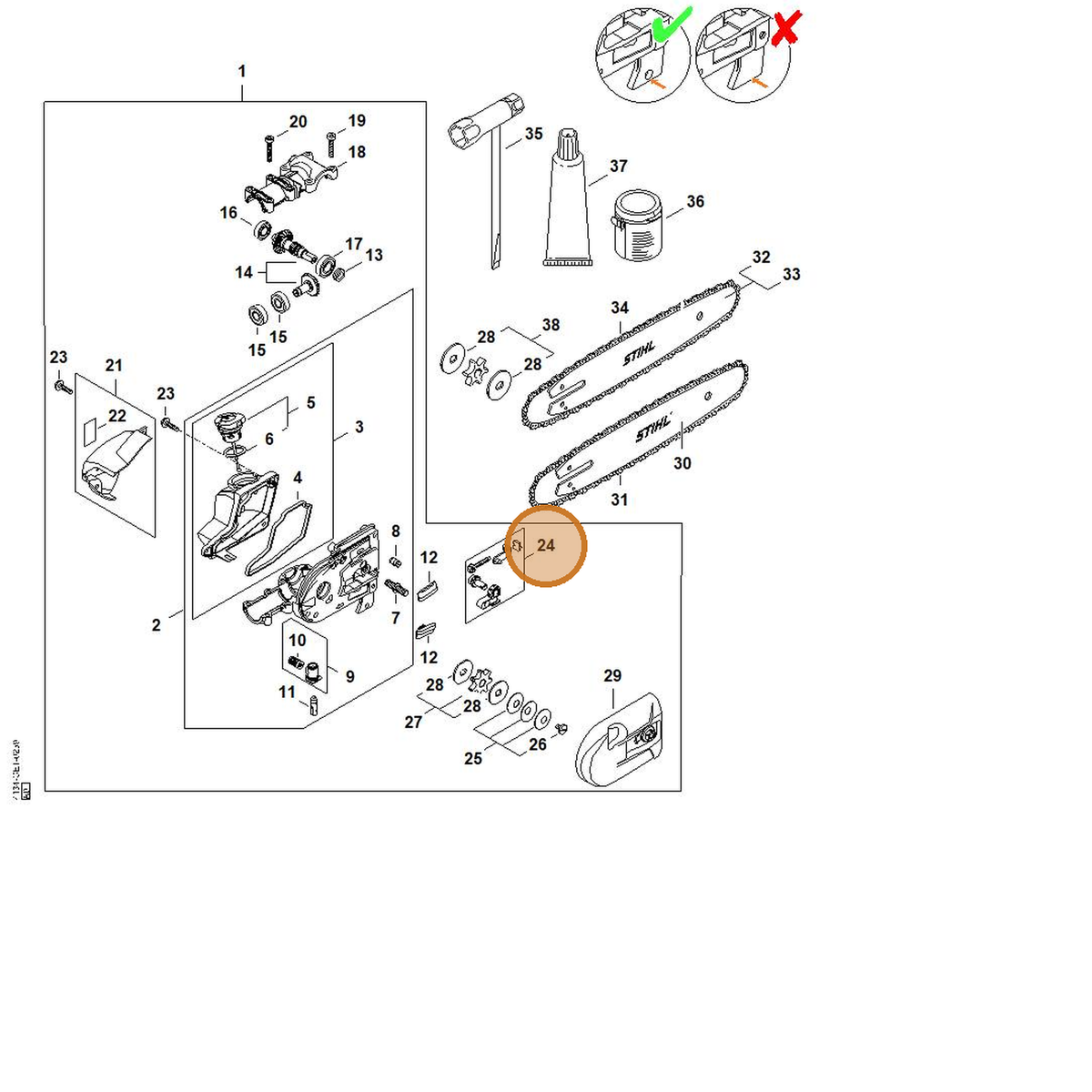STIHL part 4182-660-0700 — IPL diagram snippet (6x zoom, amber highlight)