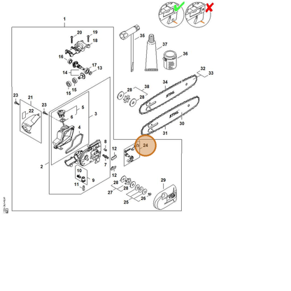 STIHL part 4182-660-0700 — IPL diagram snippet (6x zoom, amber highlight)