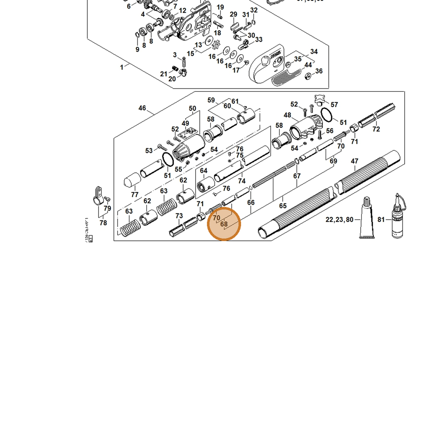 STIHL part 4182-710-3201 — IPL diagram snippet (6x zoom, amber highlight)