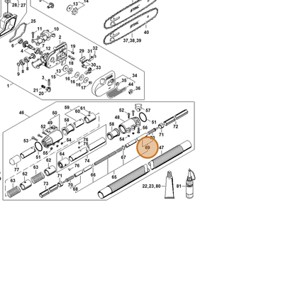 STIHL part 4182-710-3204 — IPL diagram snippet (6x zoom, amber highlight)