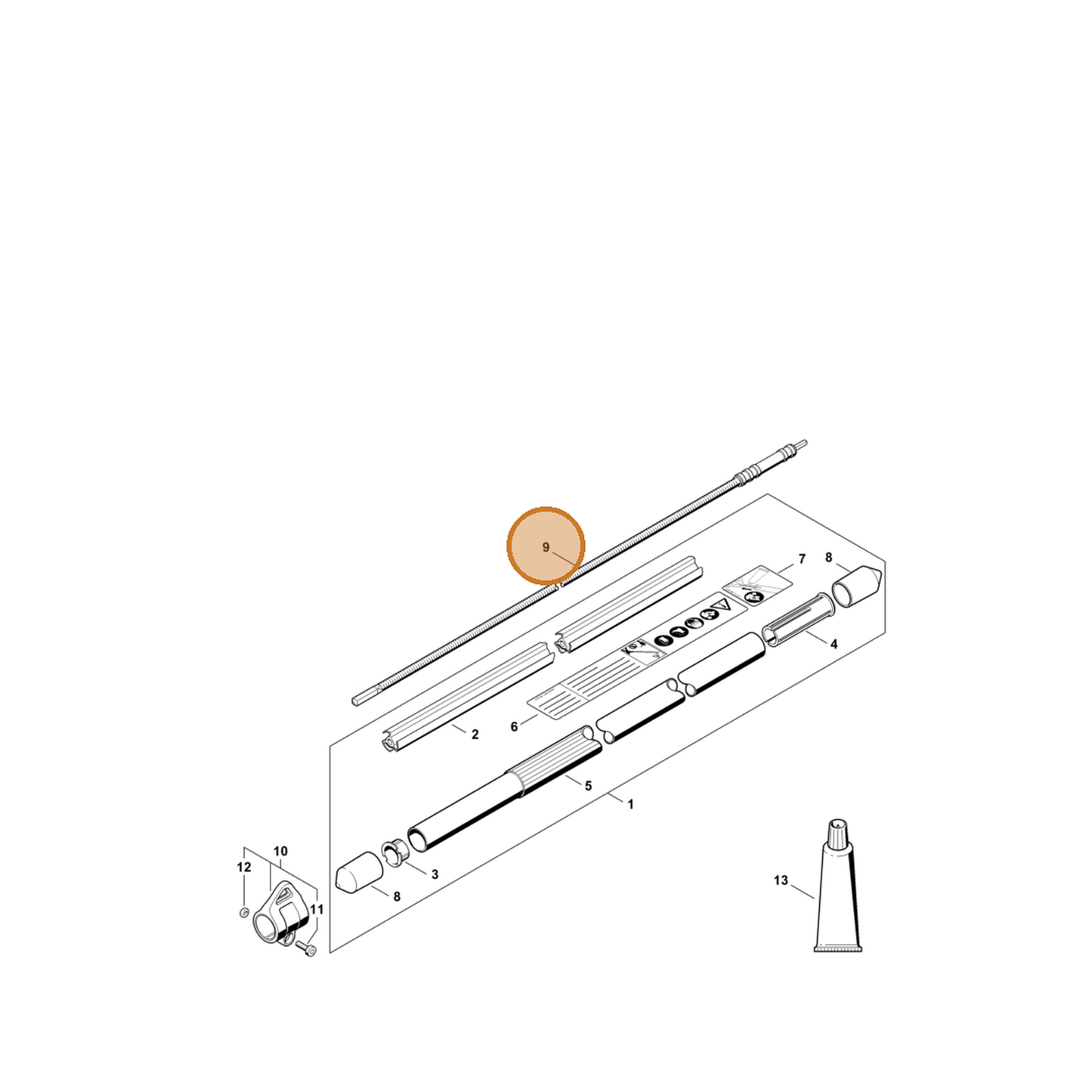 STIHL part 4182-710-3206 — IPL diagram snippet (6x zoom, amber highlight)