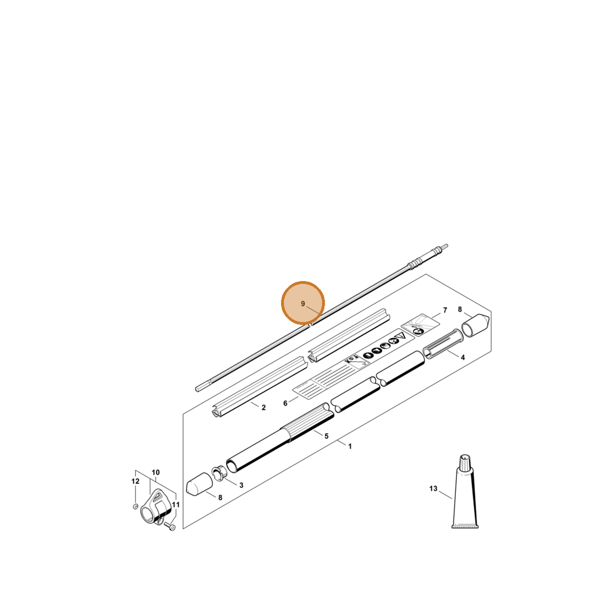 STIHL part 4182-710-3206 — IPL diagram snippet (6x zoom, amber highlight)
