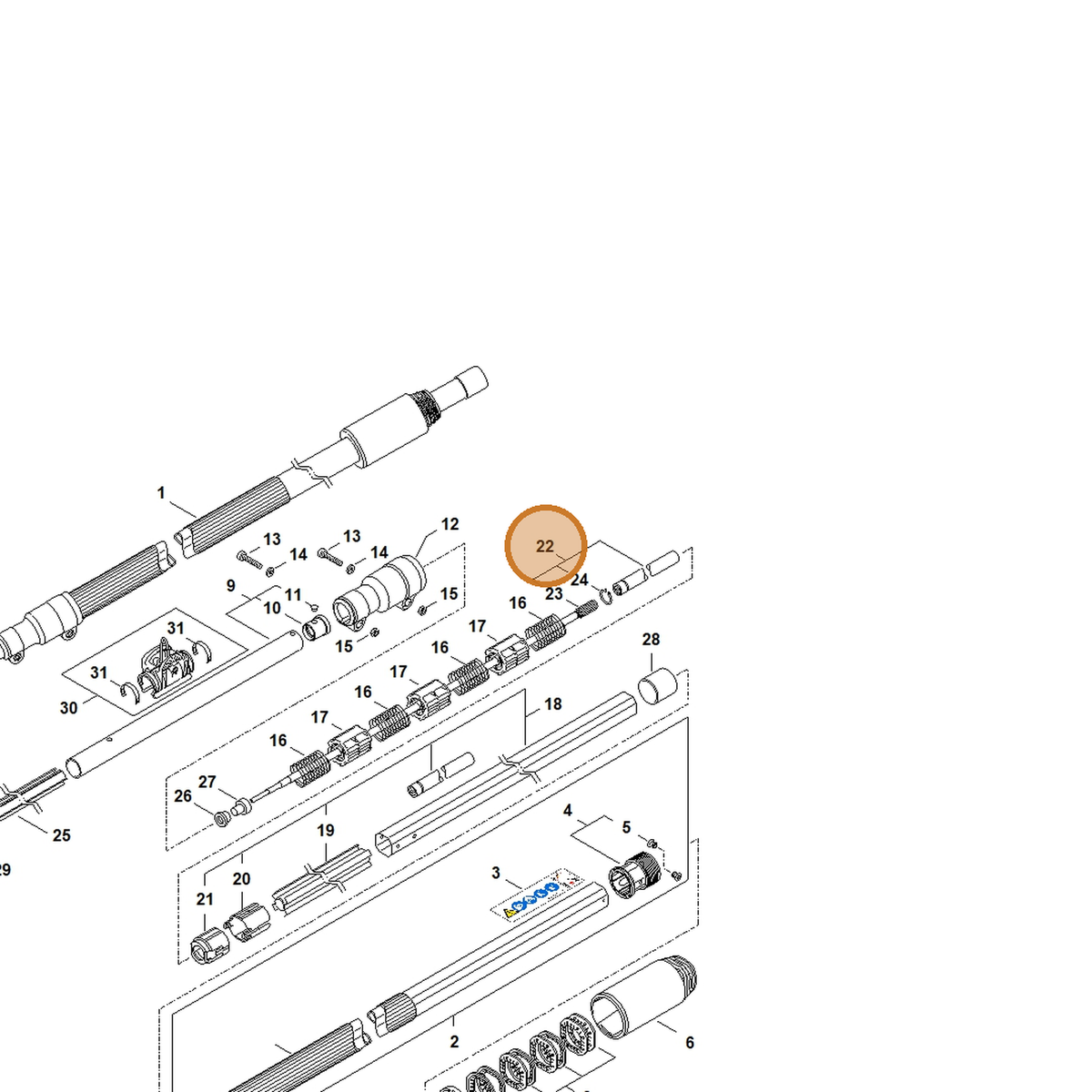 STIHL part 4182-710-3211 — IPL diagram snippet (6x zoom, amber highlight)