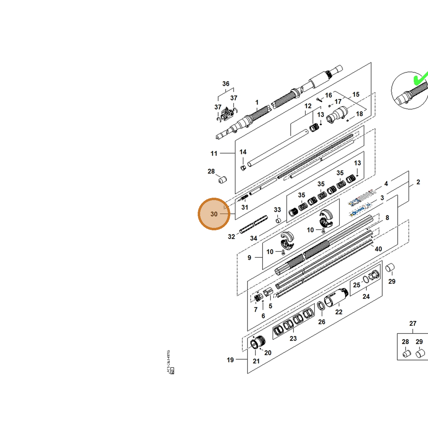STIHL part 4182-710-3227 — IPL diagram snippet (6x zoom, amber highlight)