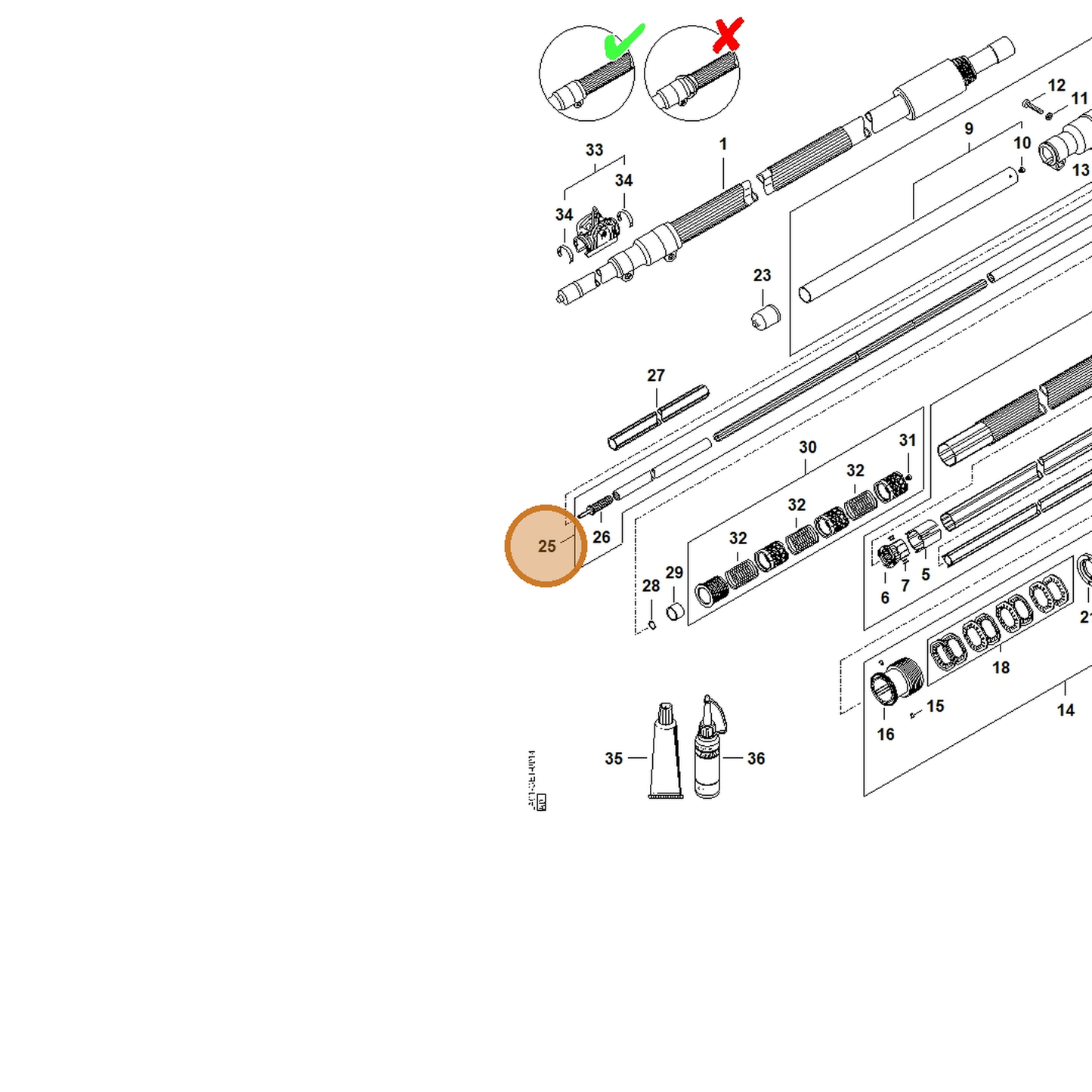 STIHL part 4182-710-3235 — IPL diagram snippet (6x zoom, amber highlight)