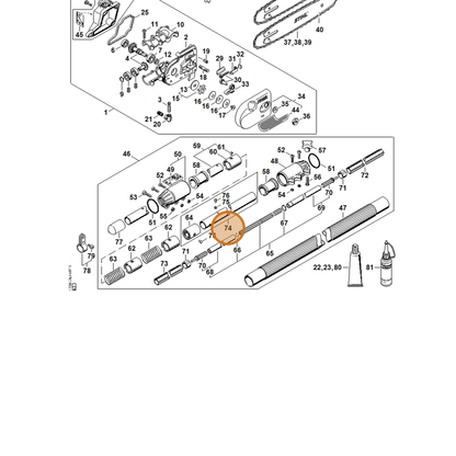 STIHL part 4182-710-7106 — IPL diagram snippet (6x zoom, amber highlight)